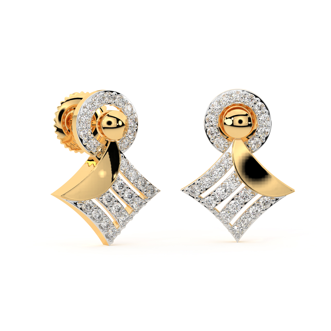 Square Shape Gold Stud Earrings